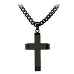 Black IP Steel Beveled Cross Pendant Black IP Steel Beveled Cross Pendant